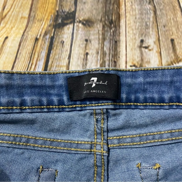 7 For All Mankind Designer Distressed Denim Shorts A Pocket - Picture 3 of 4